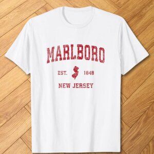 White Marlboro Classic Logo Americana Style Graphic Tee